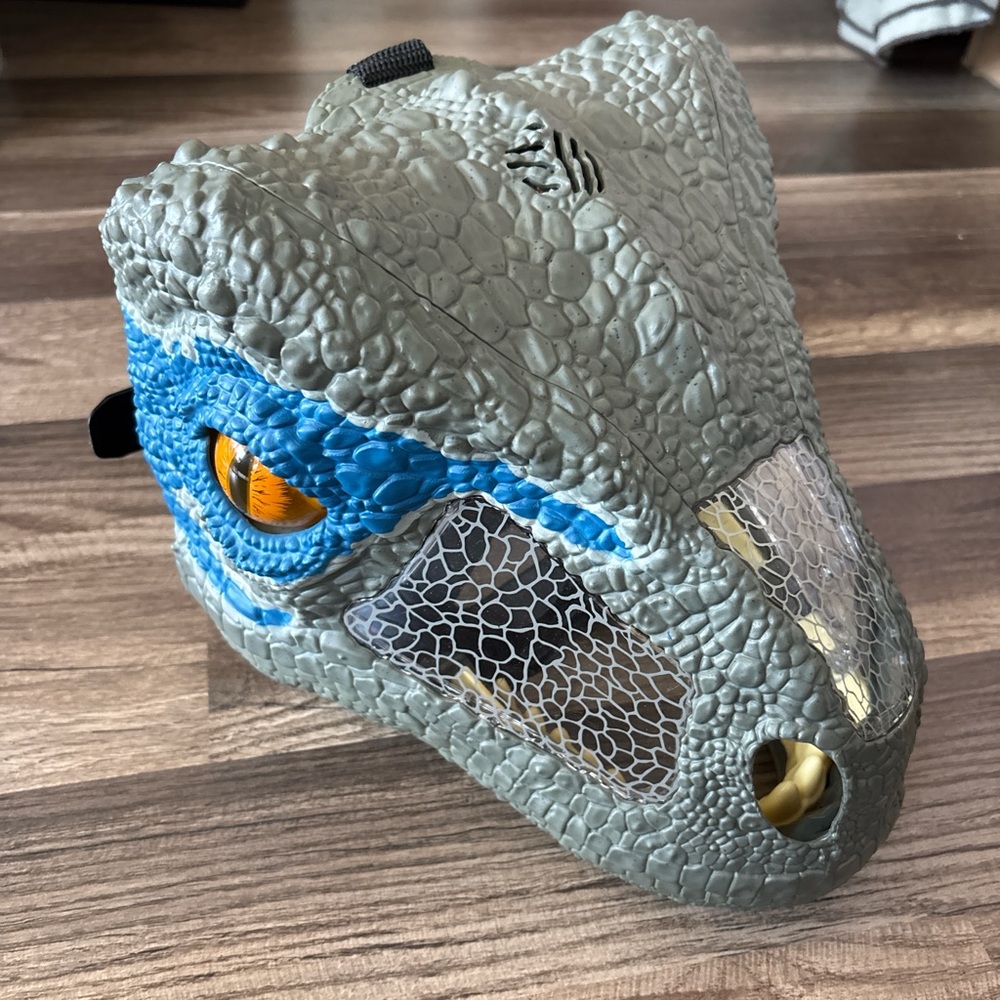 Blue the raptor Gray and Blue Dinosaur Mask universal studios